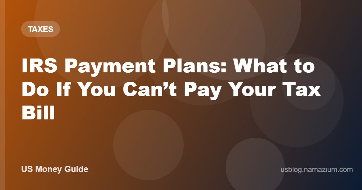 IRS Payment Plans: What to Do If You Can’t Pay Your Tax Bill